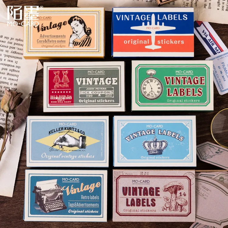 60 Pcs/pack Retro Pragmatism Series Decorative Stickers Scrapbooking Stick Label Diary Stationery Album Retro Matchbox Stickers