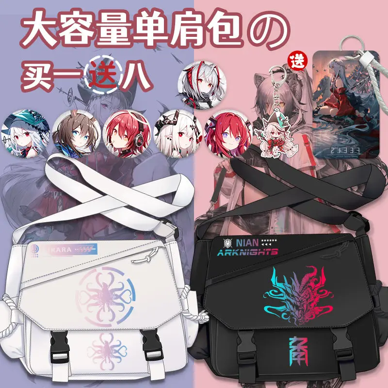 Bolsa mensageiro de lona Anime Arknights para mulheres, sacos crossbody de grande capacidade, bolsa de ombro para estudante, moda feminina jovem