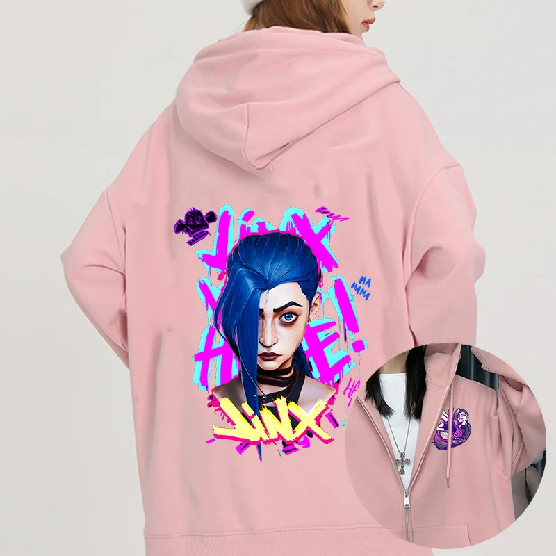 Game Jinx Arcane Monkey Print Hoodie Couple student street sports casual Hoodies