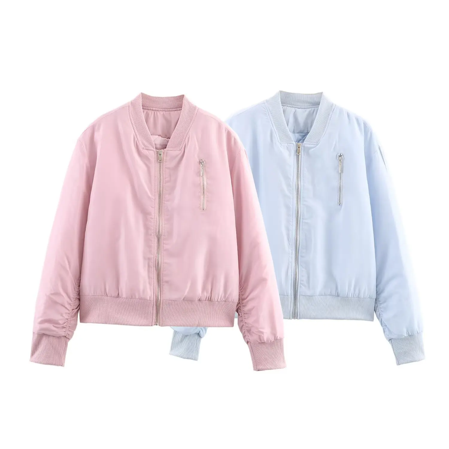 

2025 New Women's Clothing: European and American Style Fashionable Versatile Stand Collar Long Sleeve Jacket