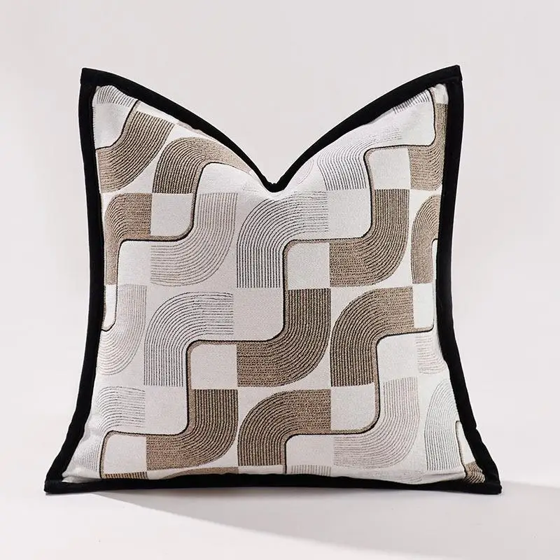 

Современная простая роскошная наволочка для дивана в гостиную, стандартная, кофейного цвета, с геометрическим узором и вышивкой, квадратная