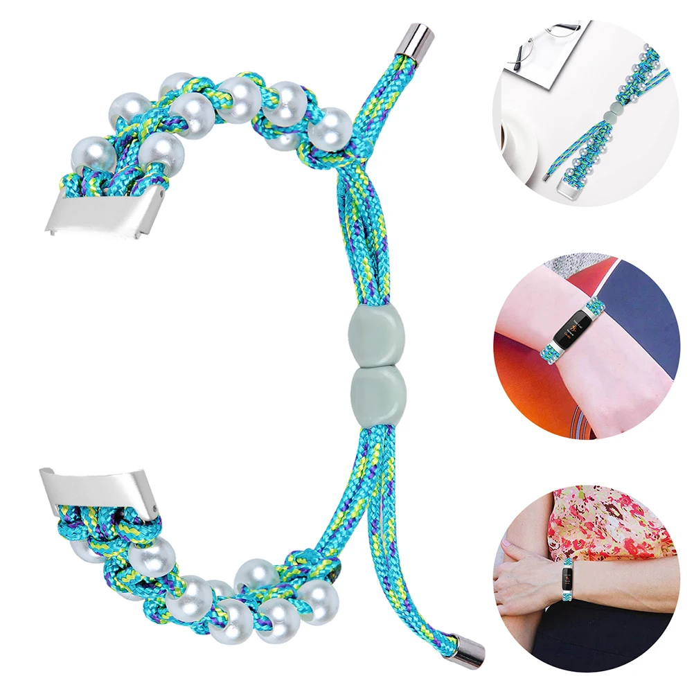 

Pearl Paracord Watch Band Knitting Strap For Stylish Replacement Bracelet Smart Watch Accessory Comfortable Wear