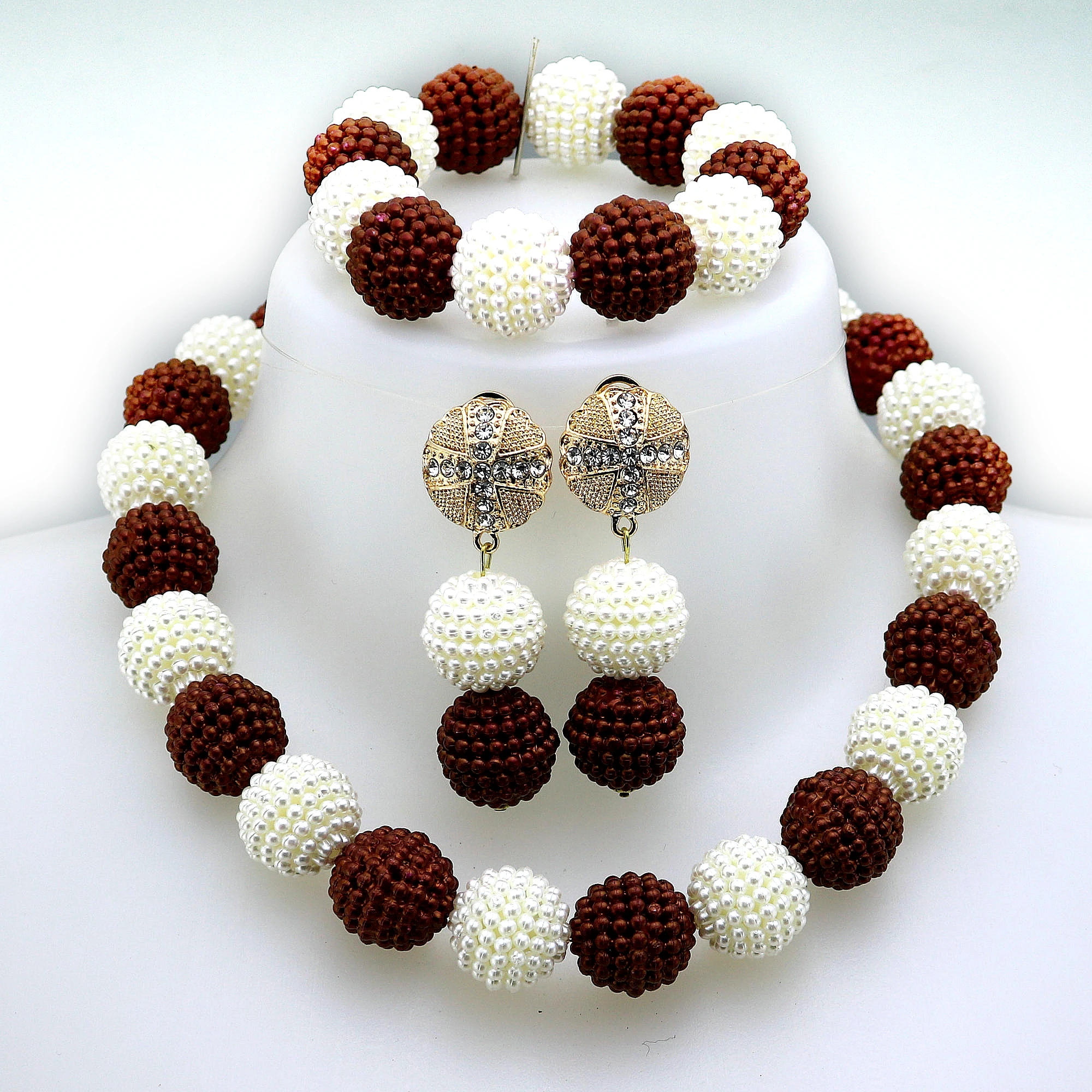 Glue Bead Jewelry Sets Latest Glue Bead Jewelry Sets Luxury African Wedding Bridal Glue Bead Beads Jewelry sets Nigerian Women image 5