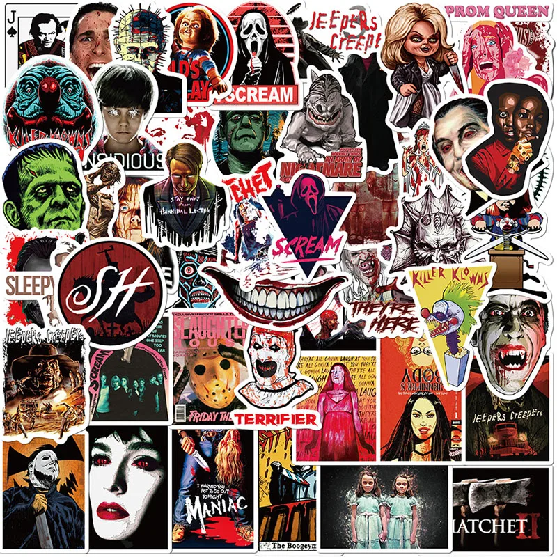 

50PCS Characters in Horror Movies DIY Stickers Pad Trunk Refrigerator Waterproof Anime Stickers Anime Figure Image Toys Sticker