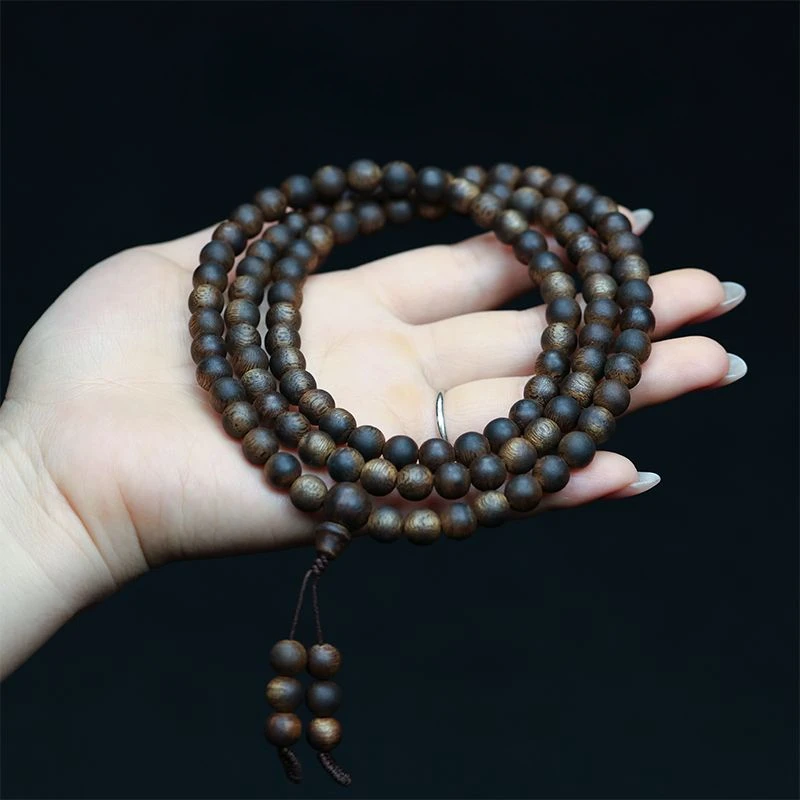 High-Quality Hainan Yingge Lvqi Nan Eaglewood Old Materials 6 Mm8mm108 Bracelet Nine Points Submerged Floating