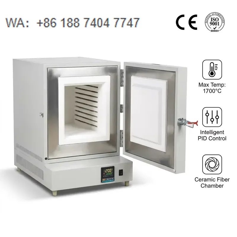 1700C Muffle Furnace MoSi2 Ceramic Fiber Chamber Sintering Oven PID 30 Segment Programmable Annealing Calcination for
