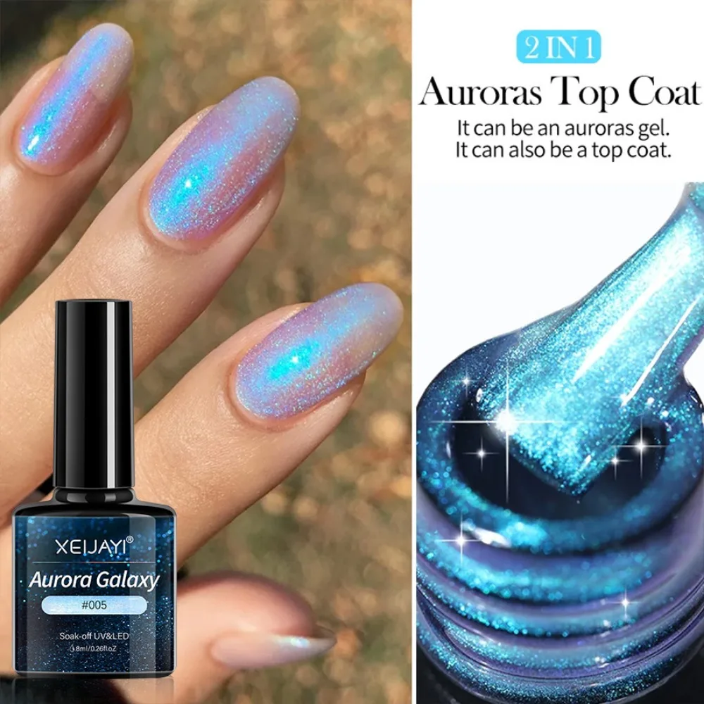 XEIJAYI esmalte de uñas en Gel, esmalte de uñas de Galaxy Silver, esmalte de Gel brillante colorido, capa superior láser, barniz semipermanente para arte de uñas, lámpara Uv