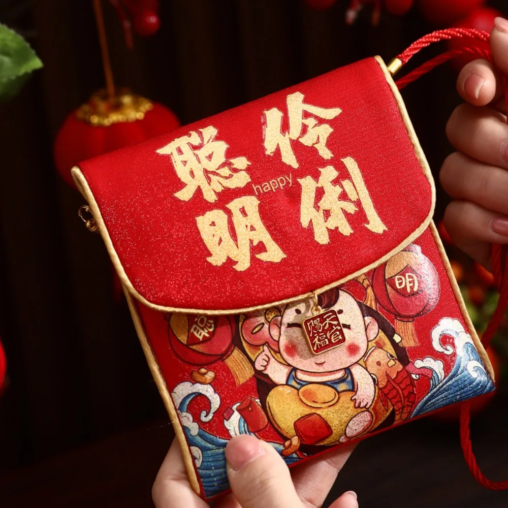 

Традиционные новогодние красные конверты из ткани Хунбао, красные пакеты на удачу, благословение, красные карманные товары для весеннего фестиваля
