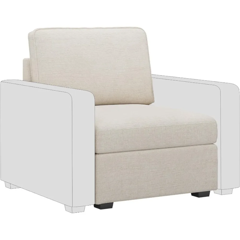 Asiento medio con almacenamiento para sofá seccional modular, sofá tapizado convertible de chenilla sin brazos, beige