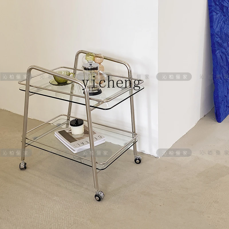 

ZZ removable coffee table bedside table corner few medieval dessert cart stainless steel trolley