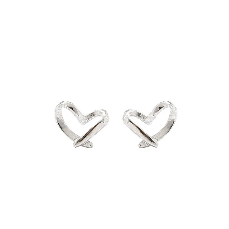 Mini pendientes de tuerca de corazón de amor pequeño de plata para mujer, regalo de joyería para adolescentes, moda