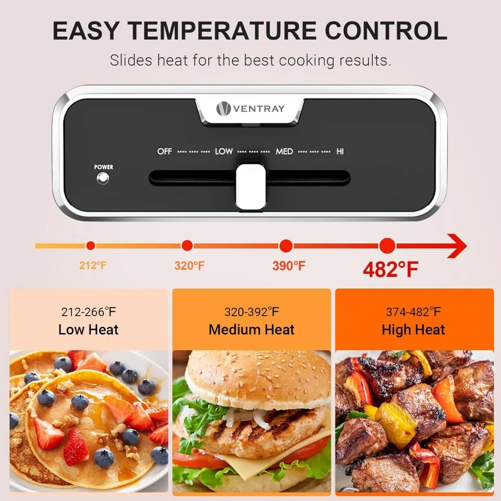 Panggangan listrik, 120V,1200W, dengan 5 piring antilengket yang dapat dilepas, tutup untuk memanggang, HotPot, makanan penutup, tumis, Set pemanggang dalam ruangan BBQ