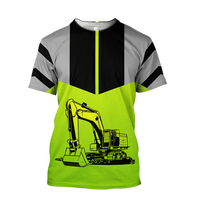Summer Tough Guy Men's T-shirt Engineering Truck Excavator 3D Printed Short Sleeve Water Fashion Casual Oversized Street Top