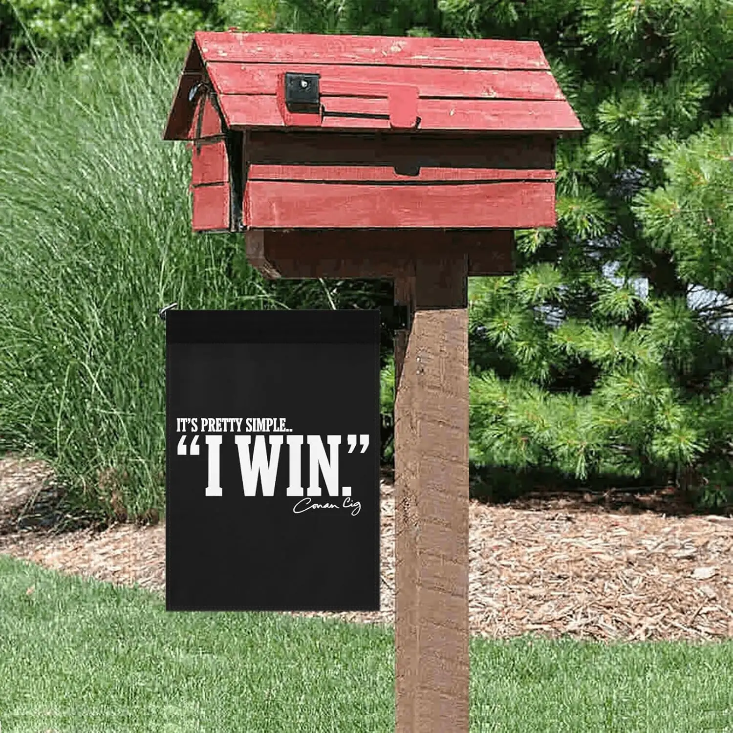 cignetti I win - Coachs Cig Seasonal Garden Flag 12x18 Double Sided Small Decorative Banner for Yard IIX WZZ