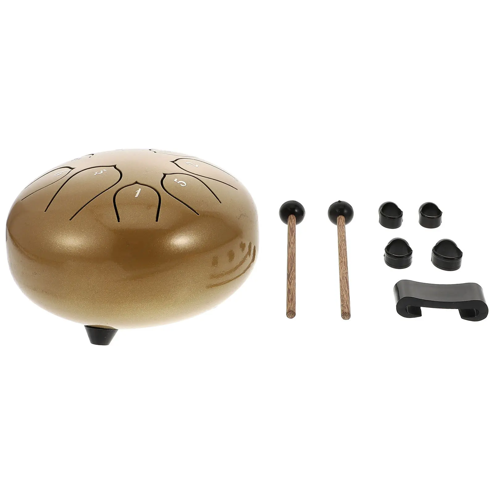 1Set Portable 6-Inch 8-Tone Steel Tongue Drum Hollow Alloy Ethereal Drum with Protective Electroplating Surface for Soul Healing