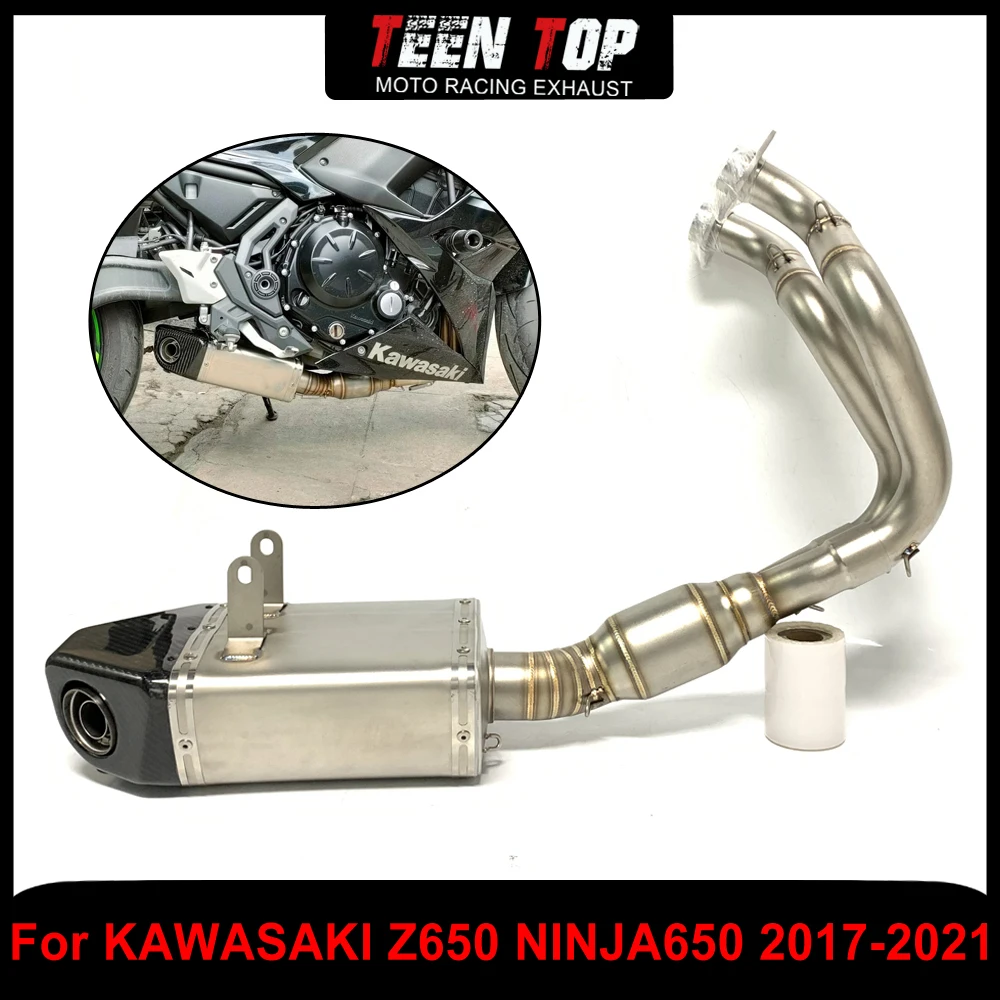 

Motorcycle Under-bike Full Exhaust Systems For Kawasaki Z650 NINJA650 Exhaust Elbow Muffler Ninja650 2017-2021 Stainless Steel