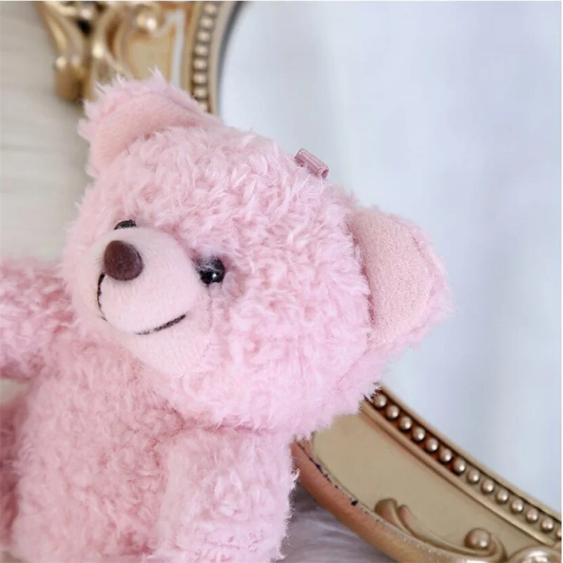 10Cm Curly Plush Sitting Doll Small Plush Toy Bear Bag Pendant DIY Wedding Gift Box Keychain Pendant 4 Color