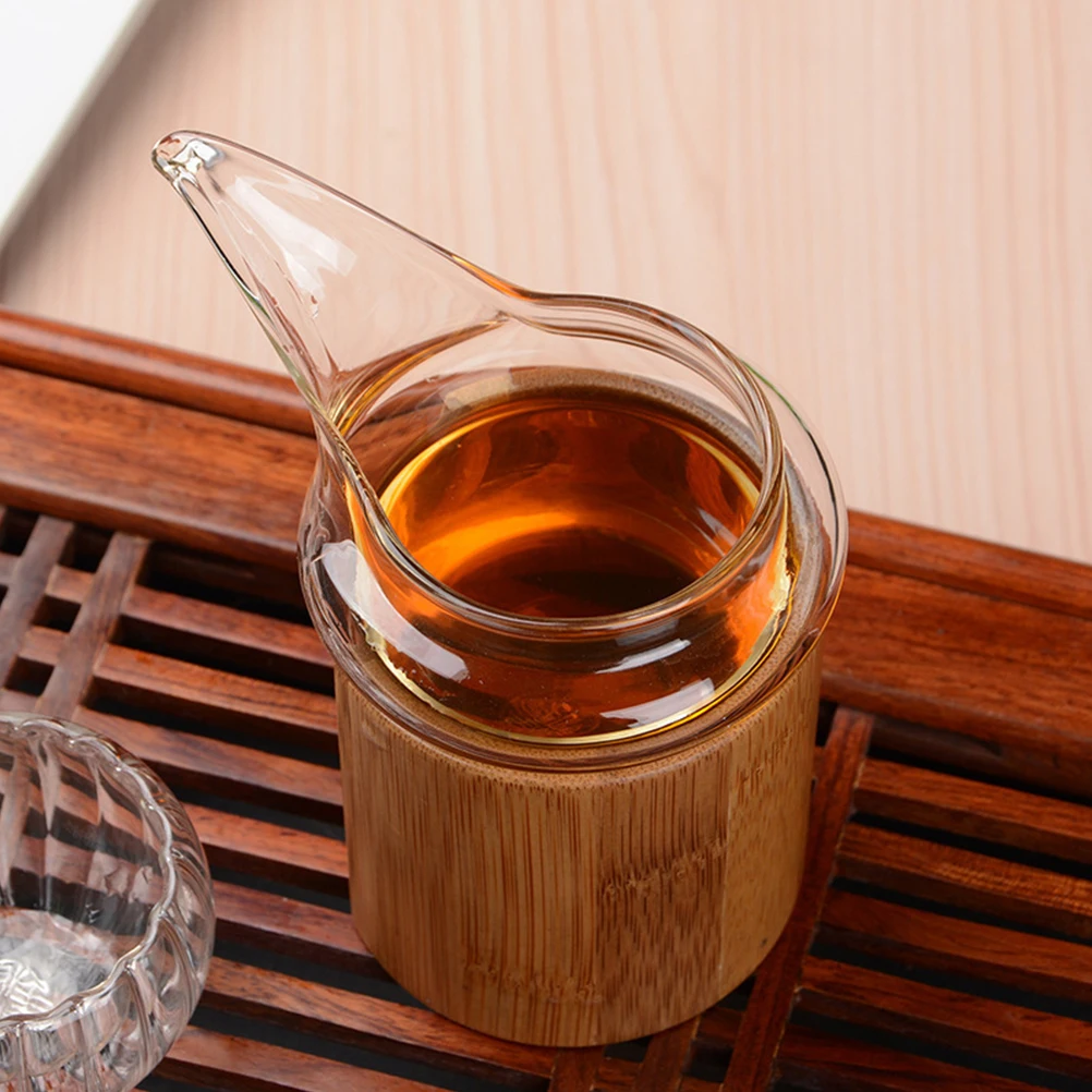 

Bamboo Tube Glass Tea Dispenser Heat-Resistant Teapot Smooth Surface Exquisite Design Tea Fairness Cup Suitable for Tearoom Home