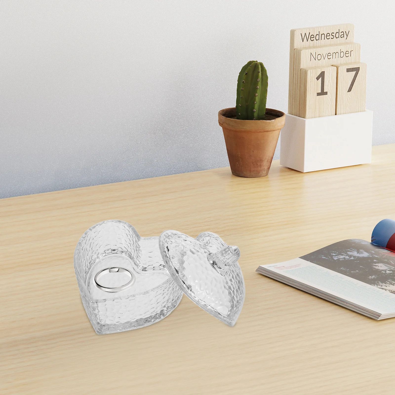 

Glass Heart Shape Storage Jar Jewelry Organizer Decorative Candy Box Trinket Container Display Clear Glass Box