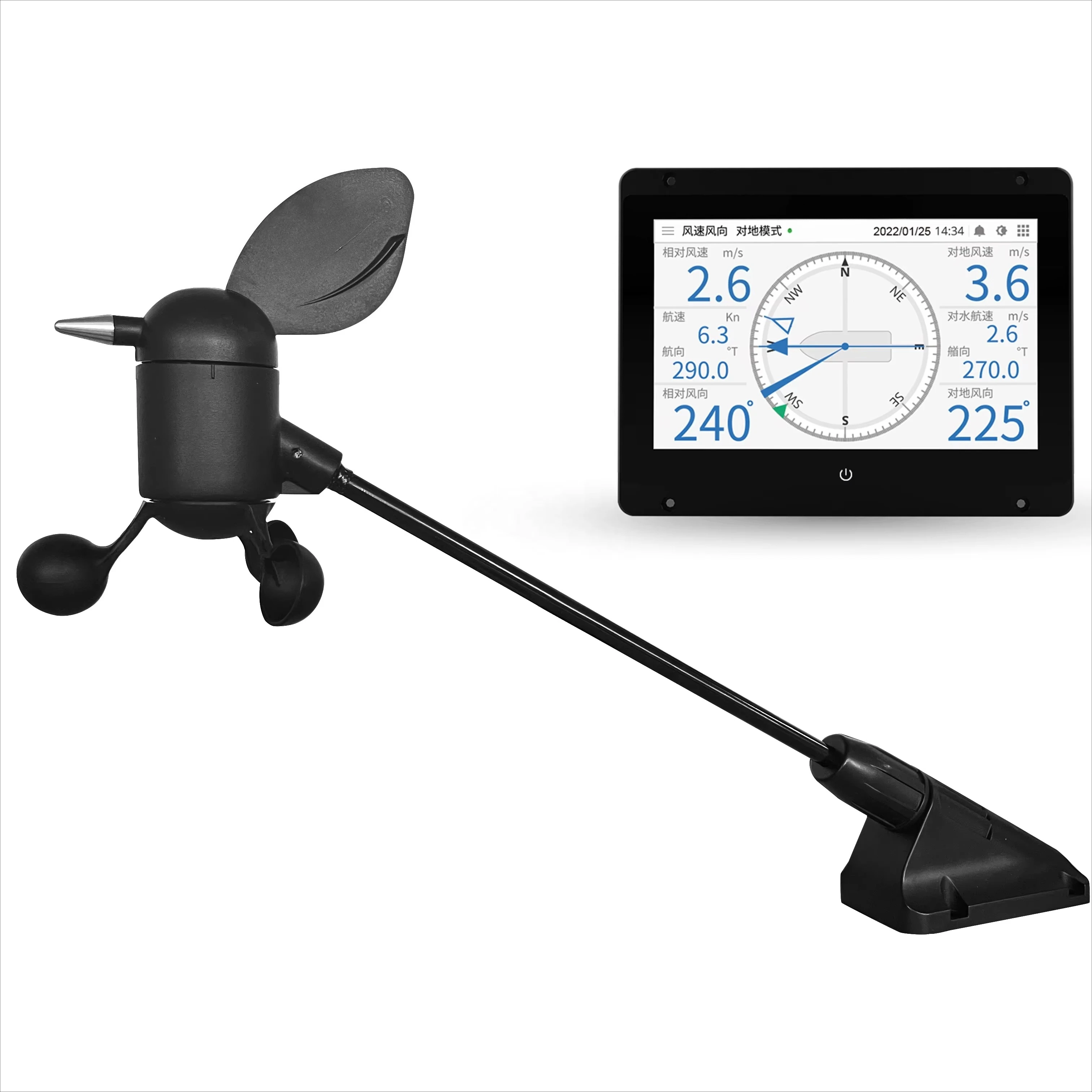 

Водонепроницаемый датчик скорости и направления ветра MI9000P (анемометр) для парусных яхт и морского транспорта