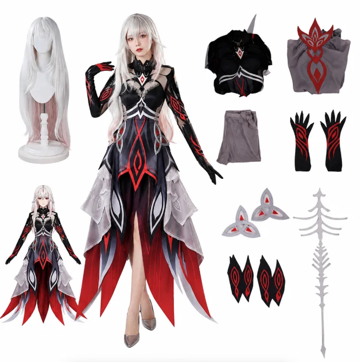 Genshin Impact Ronova Cosplay-Kostüm, Herrin des Todes Anime-Spiel Cosplay-Outfit für Frauen Comic Con