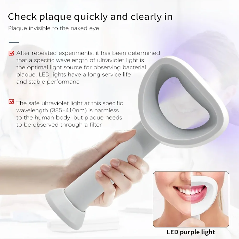 Dental Plaque Scanner, Teeth Bacterial Plaque Indicator, Dentistry Oral Care Portable Digital Plaque Monitor, Dentist Tools