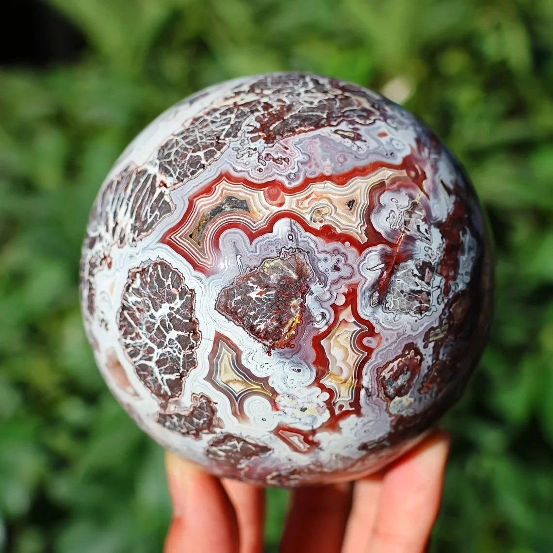 

1Pc Assorted Natural Mexican Crazy Agate Sphere, Quartz Crystal Ball, Crazy Agate Orb, Crystal Sphere, for Home Decor.