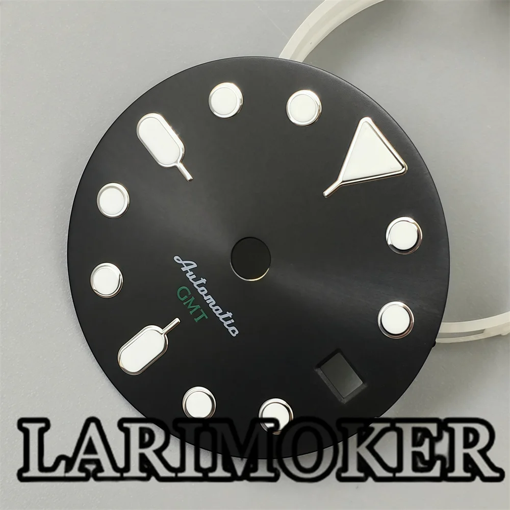 LARIMOKER 29mm Dial GMT4-pin watch accessories GMT watch green luminous surface suitable for NH34 automatic movement watch parts