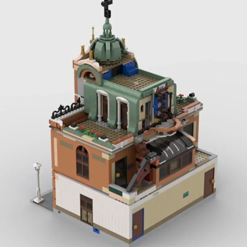 MOC-Blocos de Construção Modulares para Crianças, Modelo City Street View, Montagem De Tijolos, Brinquedos De Igreja, Presentes De DIY, Montagem, Igreja, MOC