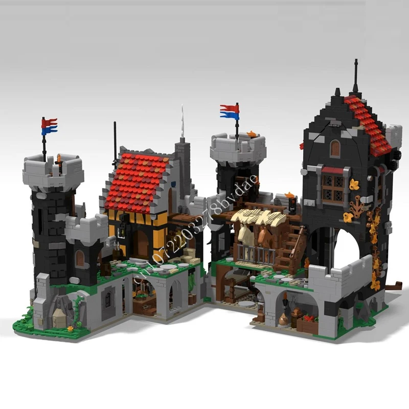 4684 Uds. MOC Castillo Medieval modelo de bloques de construcción Castillo del Caballero Negro ladrillo técnico DIY juguetes de montaje para niños regalos de vacaciones