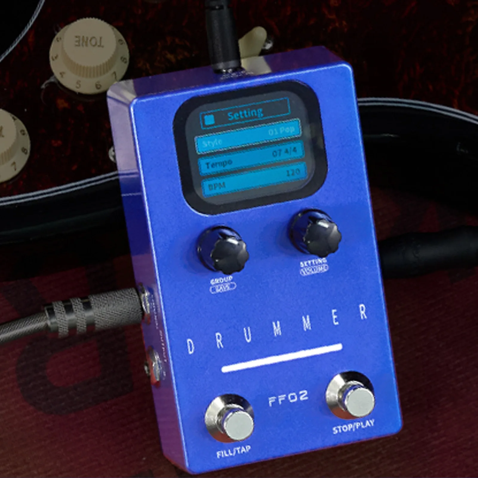 FLAMMA Drum Machine Gitarreneffektpedal 121 Drum Grooves 11 Stile Rhythmuspedal 66 anpassbare Steckplätze Rhythmische Gitarreneffekte