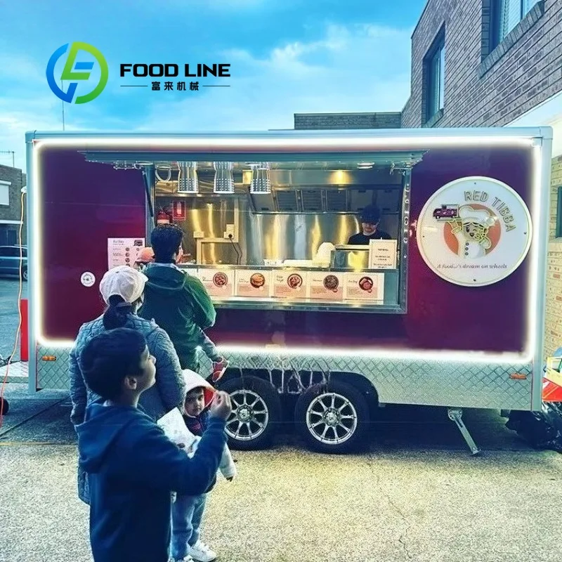 

Customized Popular Fast Food Trailer Full Kitchen Equipment Modern Design Ice Cream Beer Milk Tea Cart for Hotels