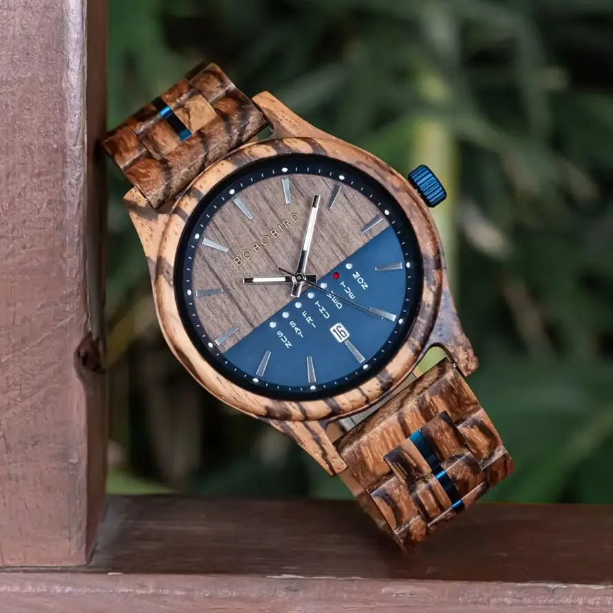 

BOBO BIRD Men's Watches Niche Wooden Wristwatch Unique Quartz Watch for Men Week & Date Display Customized Drop Shipping