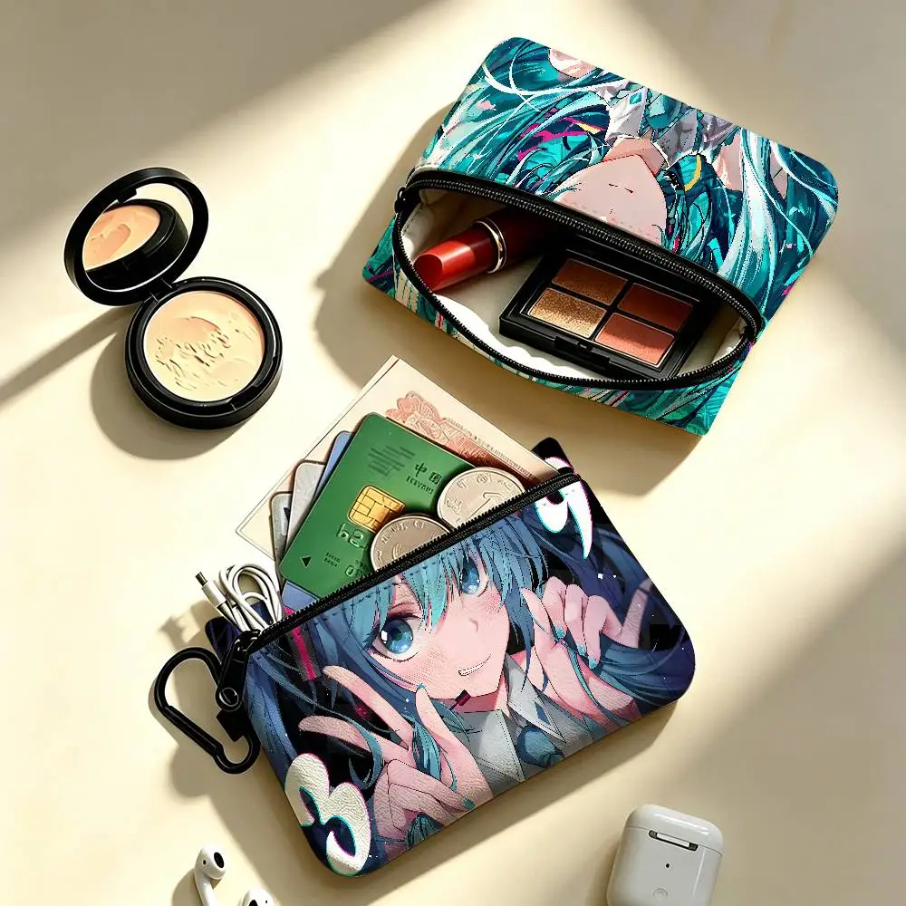 Amine H-Hatsunes-M-Miku girls Wear-resistant Oxford Cloth Coin Purse Portable Backpack Hanging Card Storage Bag