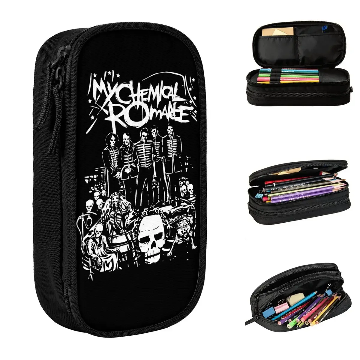 Mcr Band Punk Rock Pencil Cases My Chemical Romance Pen Box Pencil Bags Kids Large Storage School Supplies Gifts Pencil Pouch