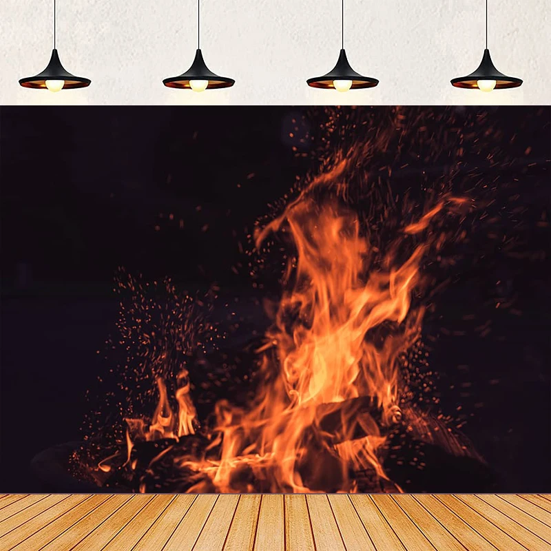 Burning Firewoods Photography Backdrops Outdoor Night Campfire Flaming Timber Travel Barbeques Party Decoration Vents Background