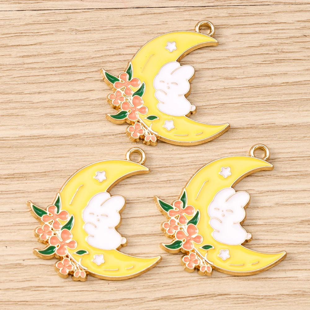 Tusember 10 Stück niedliche Blumen-Kaninchen-Anhänger aus Legierung, Kawaii-Blumen-Kaninchen-Anhänger für DIY-Armbänder, Halsketten, Schmuckherstellung – Detail 14