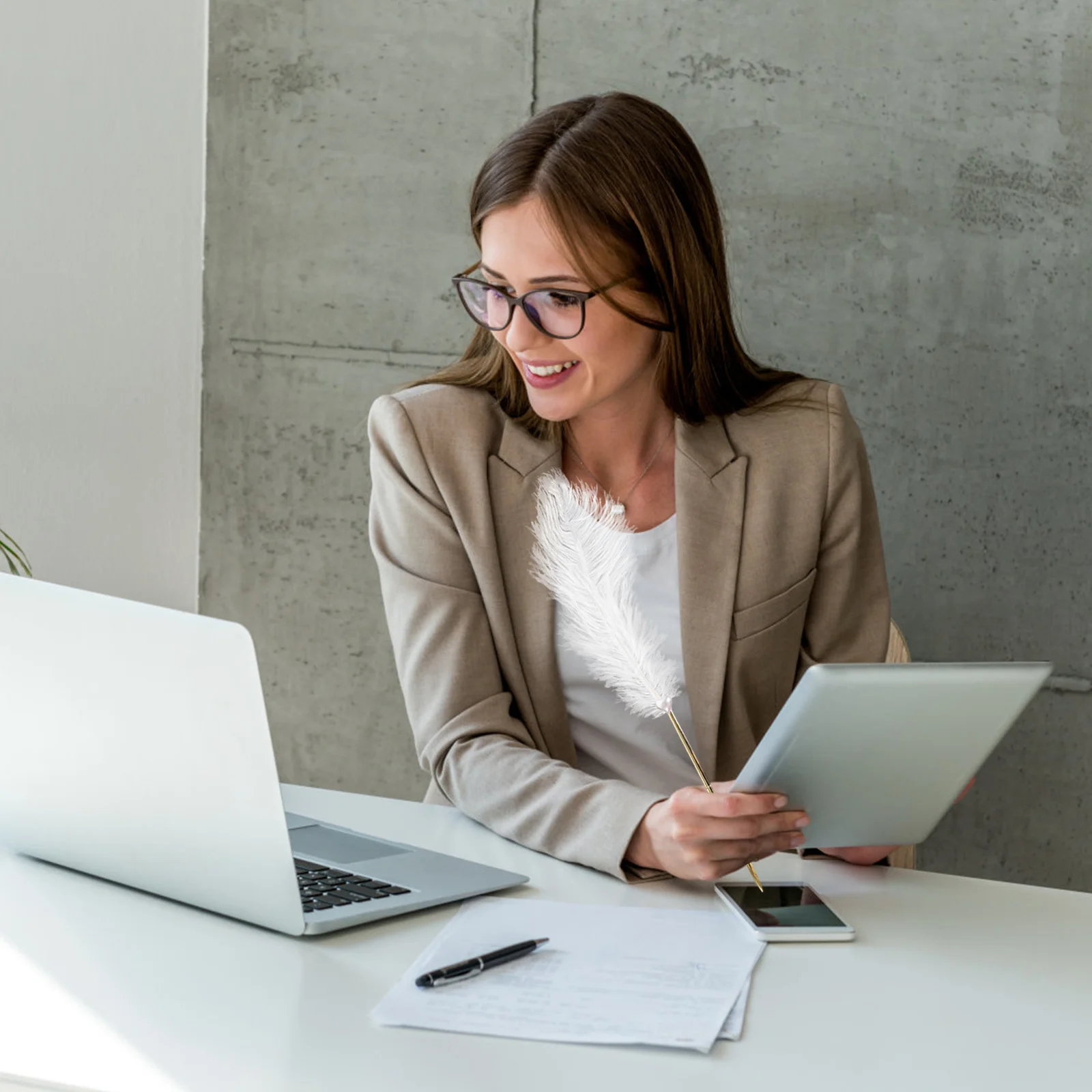 

Premium White Pen and Gold Tone Pen Stand with Romantic Quote Ideal for Wedding Sign in Book Bridal Shower Engagement