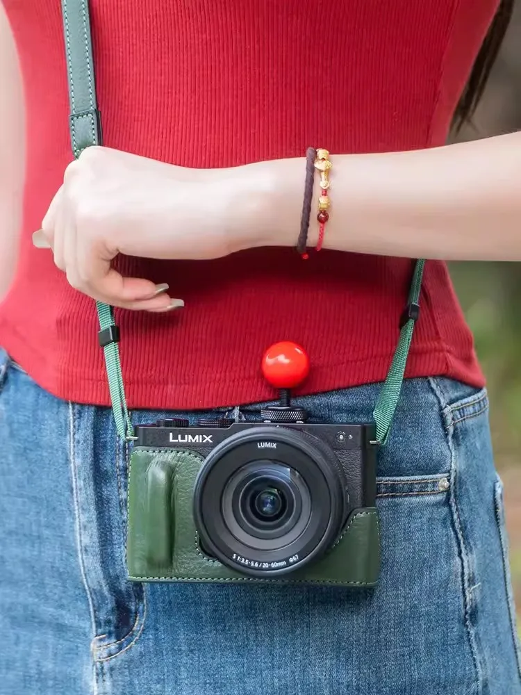 NEW handwork Photo Camera Genuine leather cowhide Bag Body BOX Case For LUMIX s9 Protective hand shank cover sleeve box base