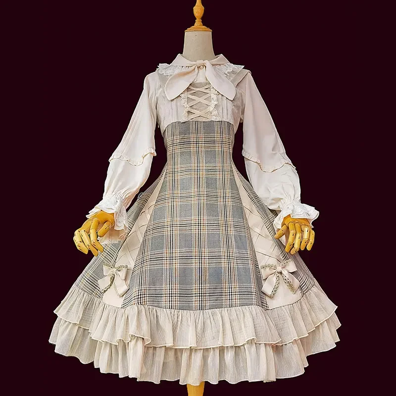 Old Day Memory ~ Elegant Plaid Lolita JSK Dress by Infanta