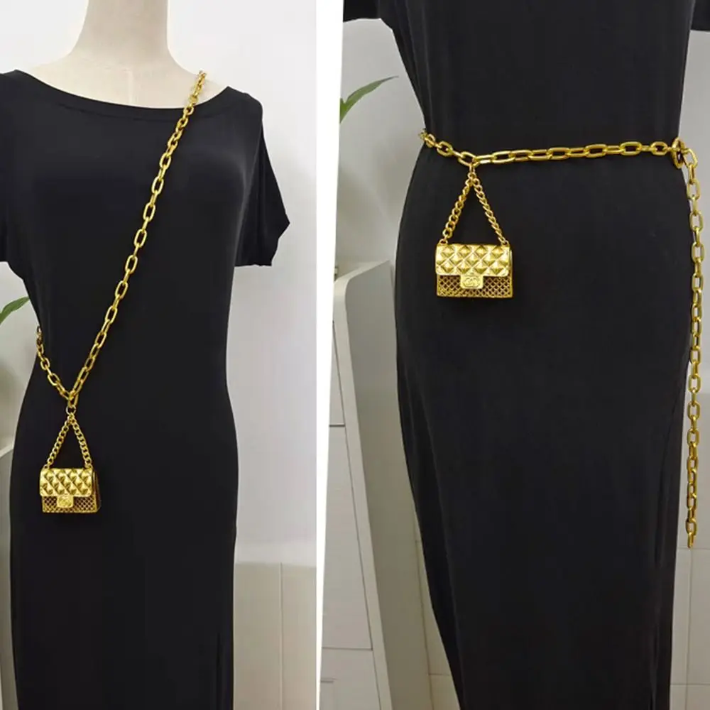 Design Slim Fit Party Dress Jeans Trousers Tassel Waist Strap Gold Chain Belt Trouser Dress Belts Metal Bag Waistband