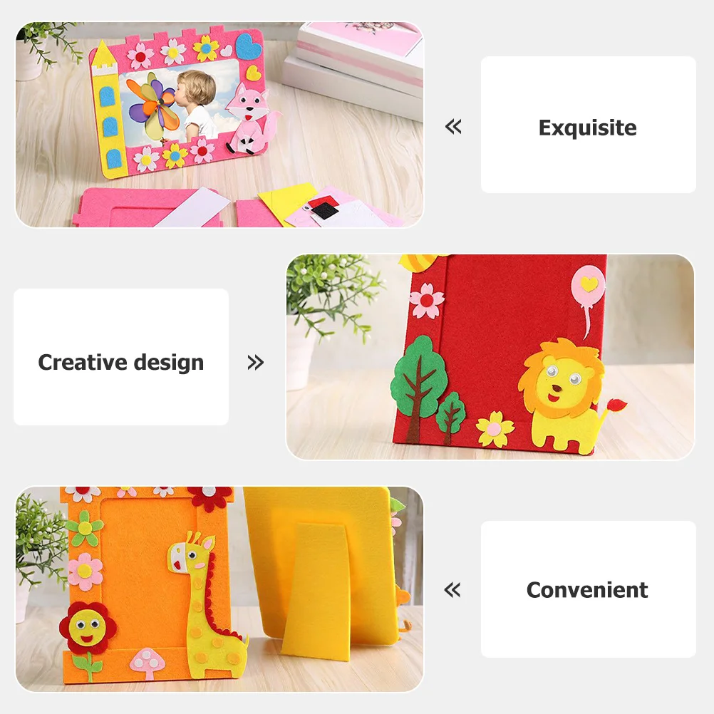

4Pcs Kids DIY Cartoon Photo Frame Non-Woven Fabric Handmade Picture Frame Decorative Craft for Children Room Gift