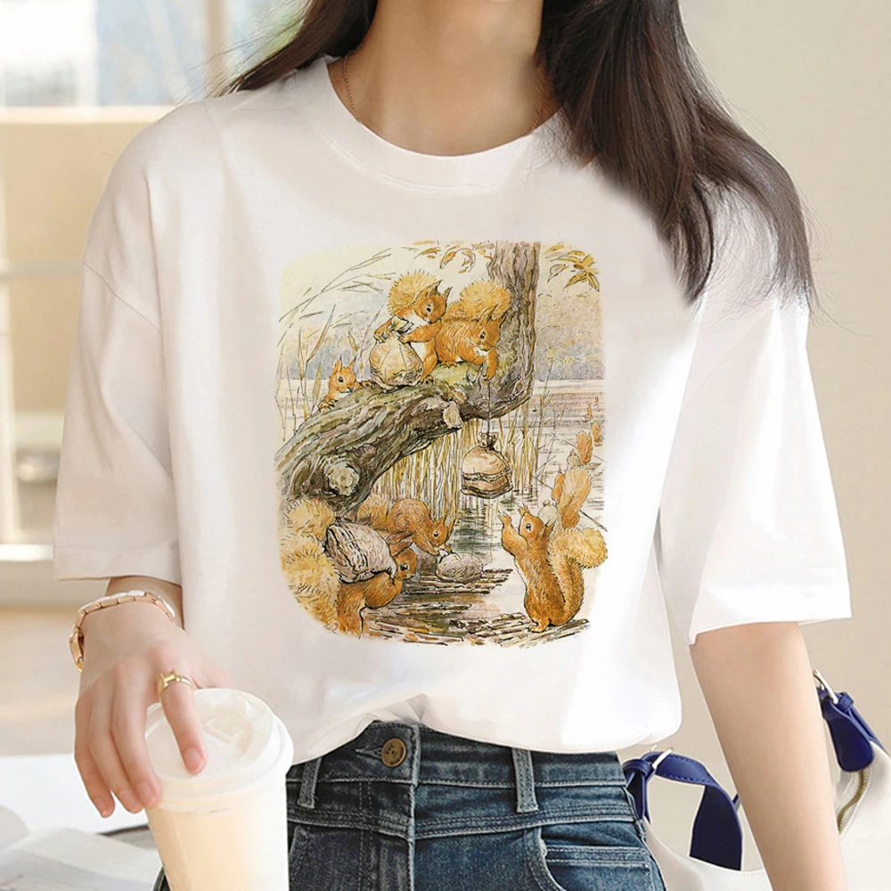 Camiseta de ardilla para mujer, camiseta harajuku Y2K, ropa de anime para mujer