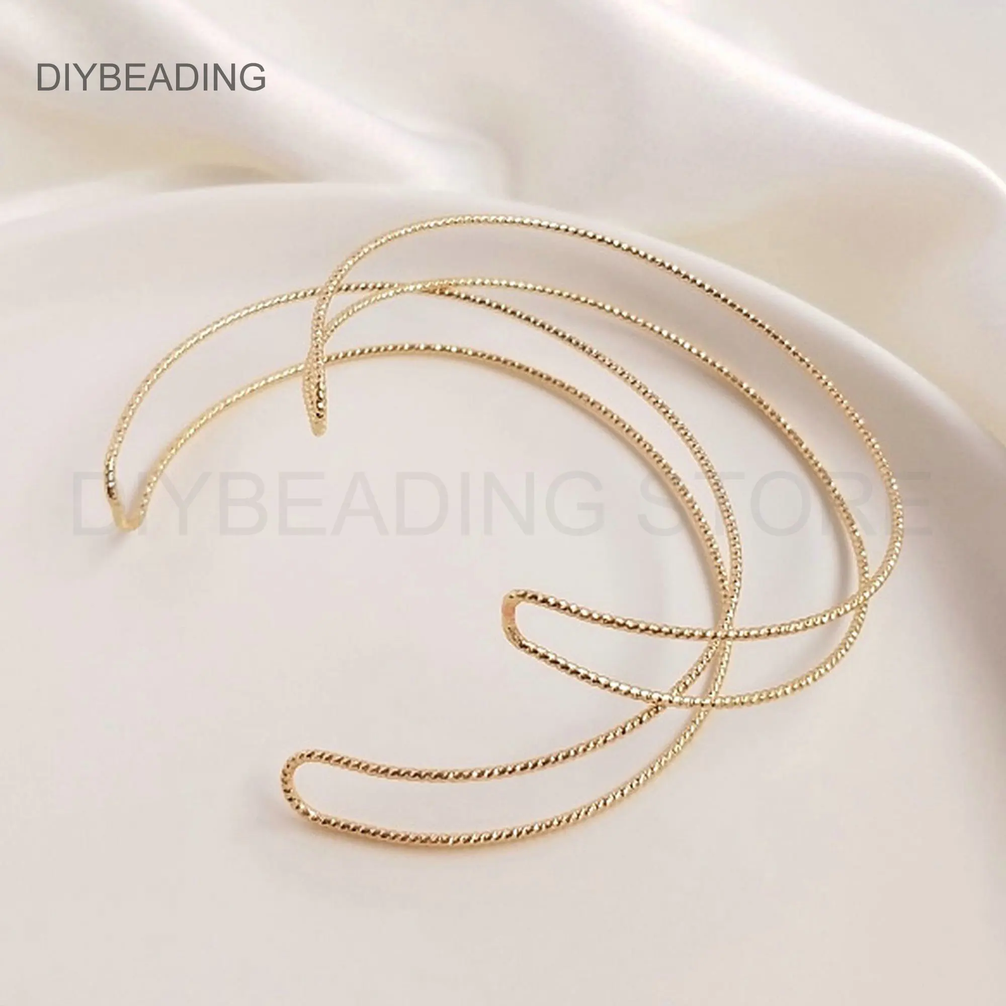 Blank Bangle Lots Supplies 14K Real Gold Plated Brass Double Layer Minimalism Wire Bangle Setting for Wrapping Bracelet Making