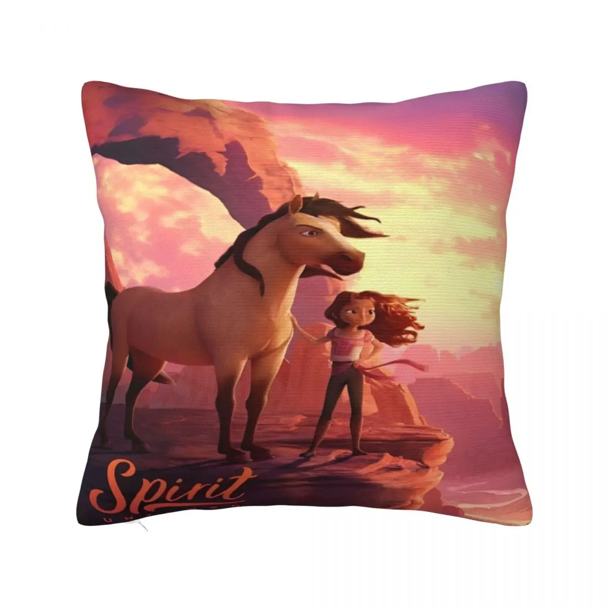 Spirit Riding Free Cartoon Horse Pillowcases Printing Fabric Cushion Cover Decoration Throw Pillow Case Cover Home Square