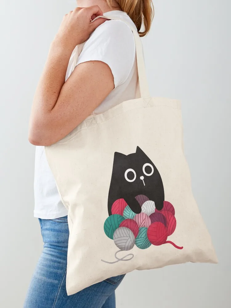 

Cat and Yarn Stash Tote Bag reusable grocery bags Handbags women Gift bag Canvas bag