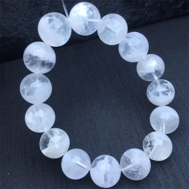 

12MM Natural White Garden Quartz Bracelet Fashion Gemstone Crystal Jewelry Bangle For Women Healing Bohemia Holiday Gift 1pcs