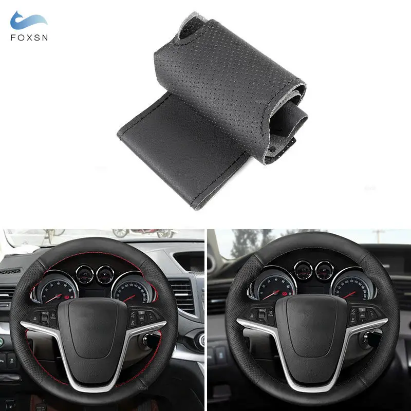 Black Perforated Leather Steering Wheel Cover For Opel Vauxhall Holden Astra J 2009-2015 Meriva B 2010-2017 Zafira C 2011-2016