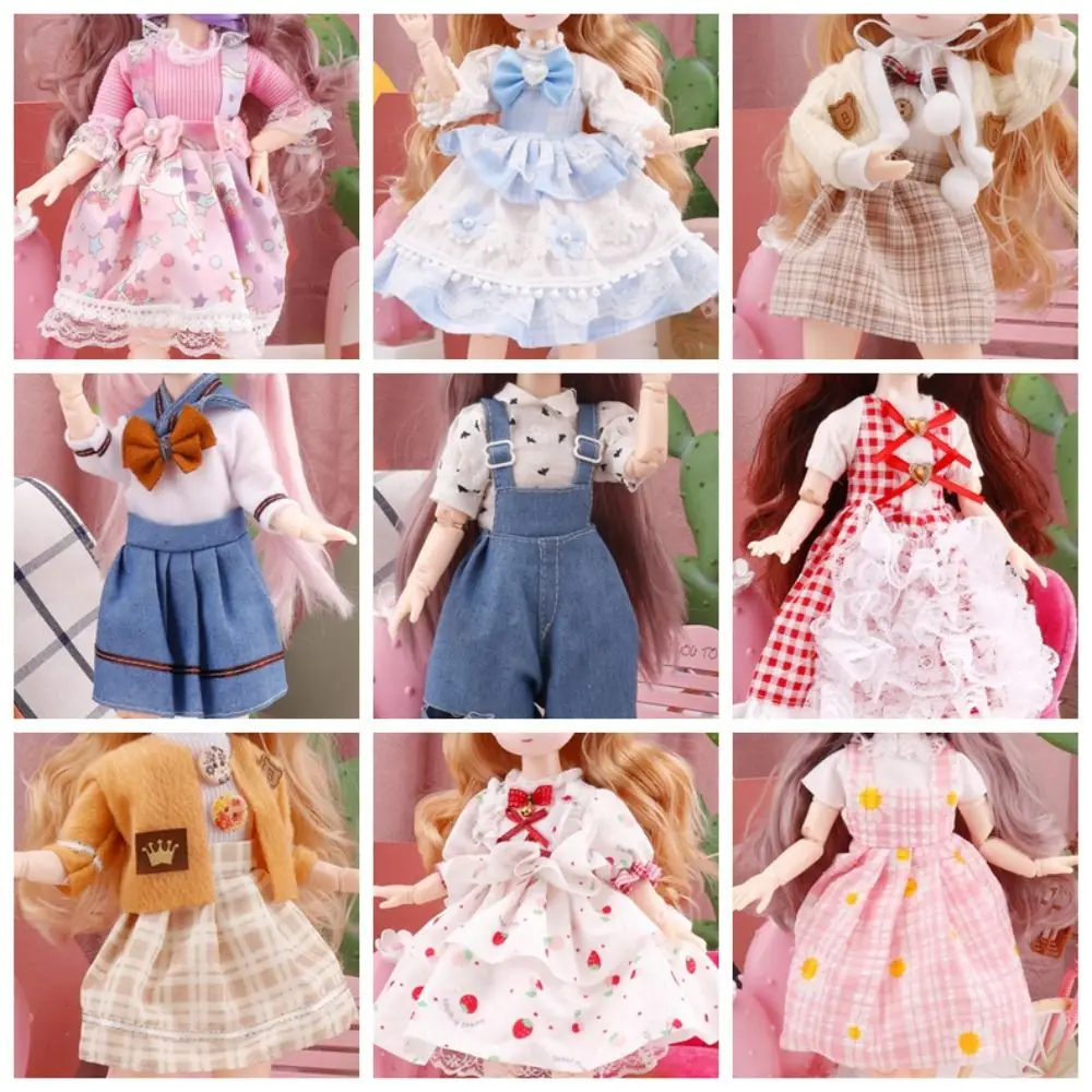 BJD Dolls 30cm Anime Doll Clothes Full Set 1/6 Bjd 23 Joint Movable Body Doll Girls Dress Up DIY Toys Reborn Kawaii