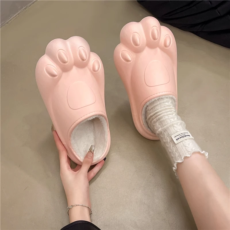 Cute Cat Claw Cotton Shoes 2024 Cartoon Indoor Home Anti slip Outdoor Comfortable Warm Slippers